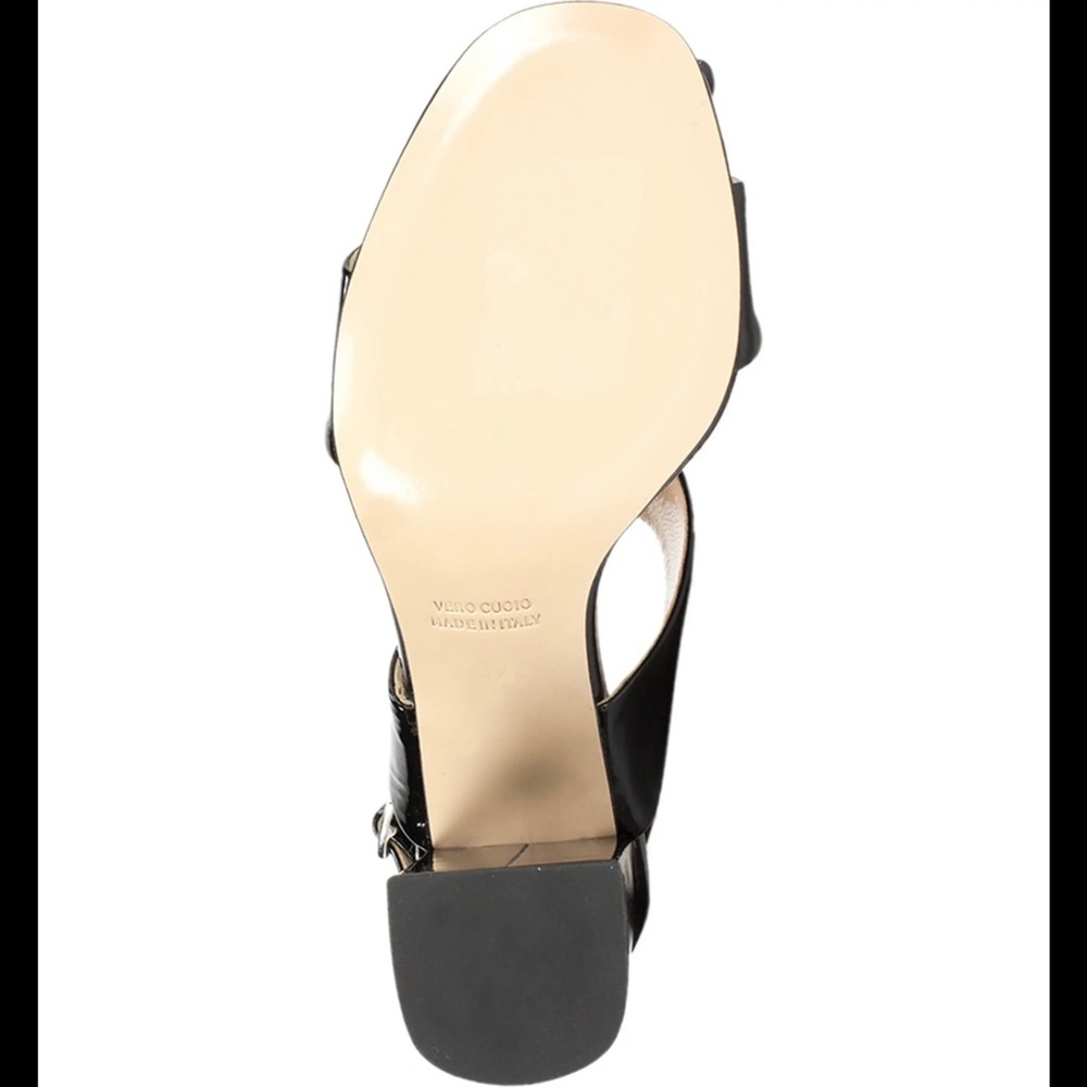 MADE IN ITALY Summit Morna Black Patent Leather Slingback Block Heel Sandals 39 - Picture 4 of 8